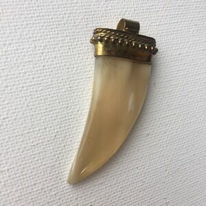 Vintage Italian Horn Pendant Gold-Tone Solid Charm